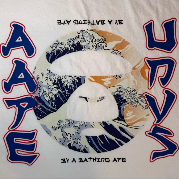 AAPE by A Bathing Ape White Graphic Tee-size 2XL(26x30)